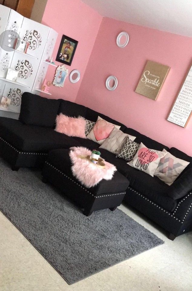 Brand New Black Linen Sectional Sofa +Ottoman (New In Box)