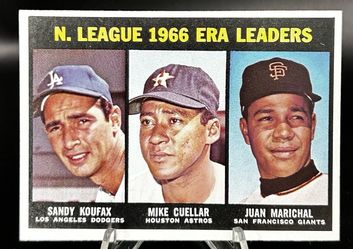1967 Topps - Sandy Koufax, Juan Marichal, Mike Cuellar #234 (EX/NM)