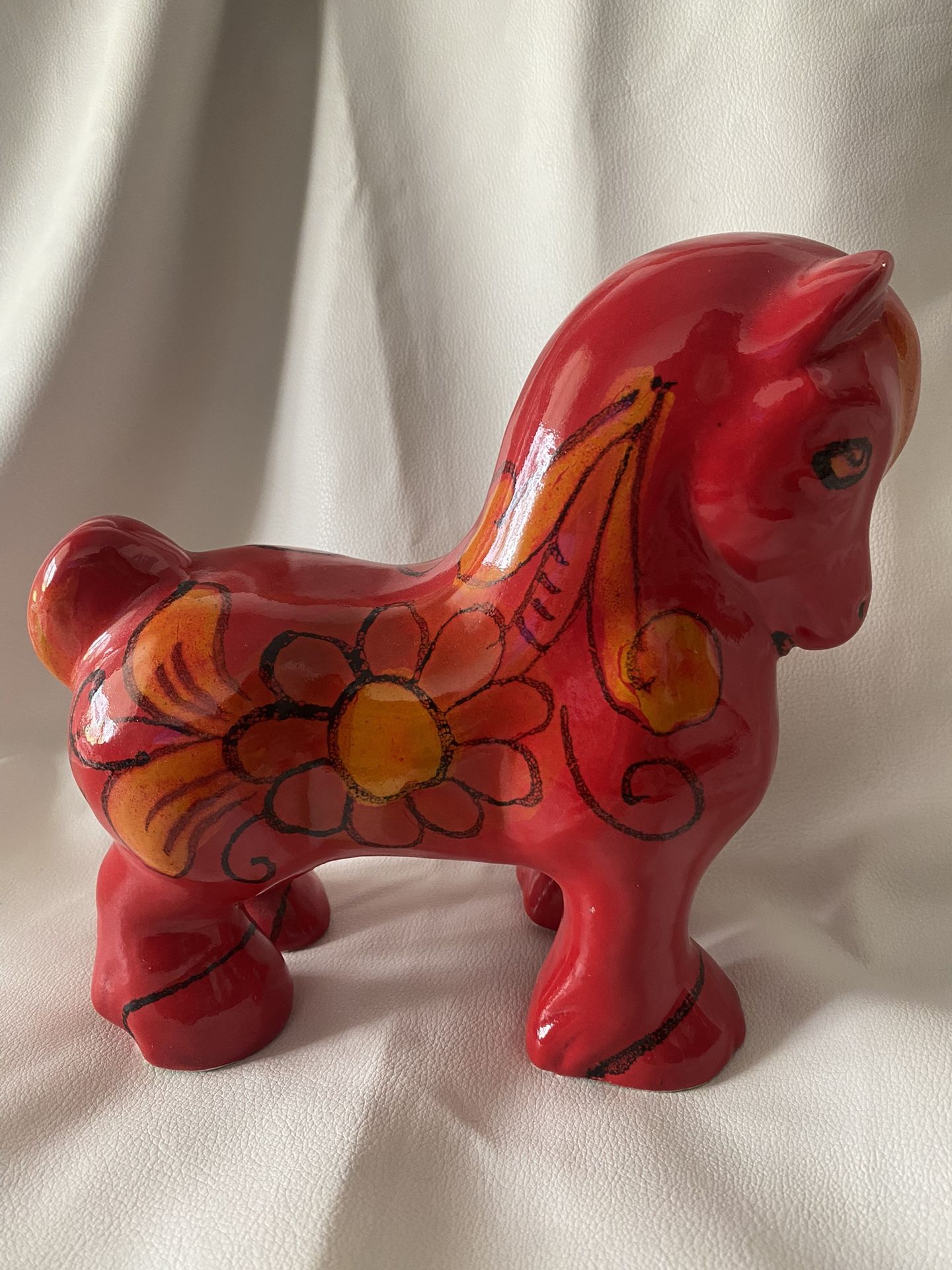 Retro 60's Italian Fratelli Fanciullacci red Horse Mario Bellini Italy signed