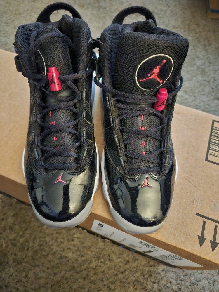 Air Jordan 6 Rings, Black/Red/White, Size 6Y