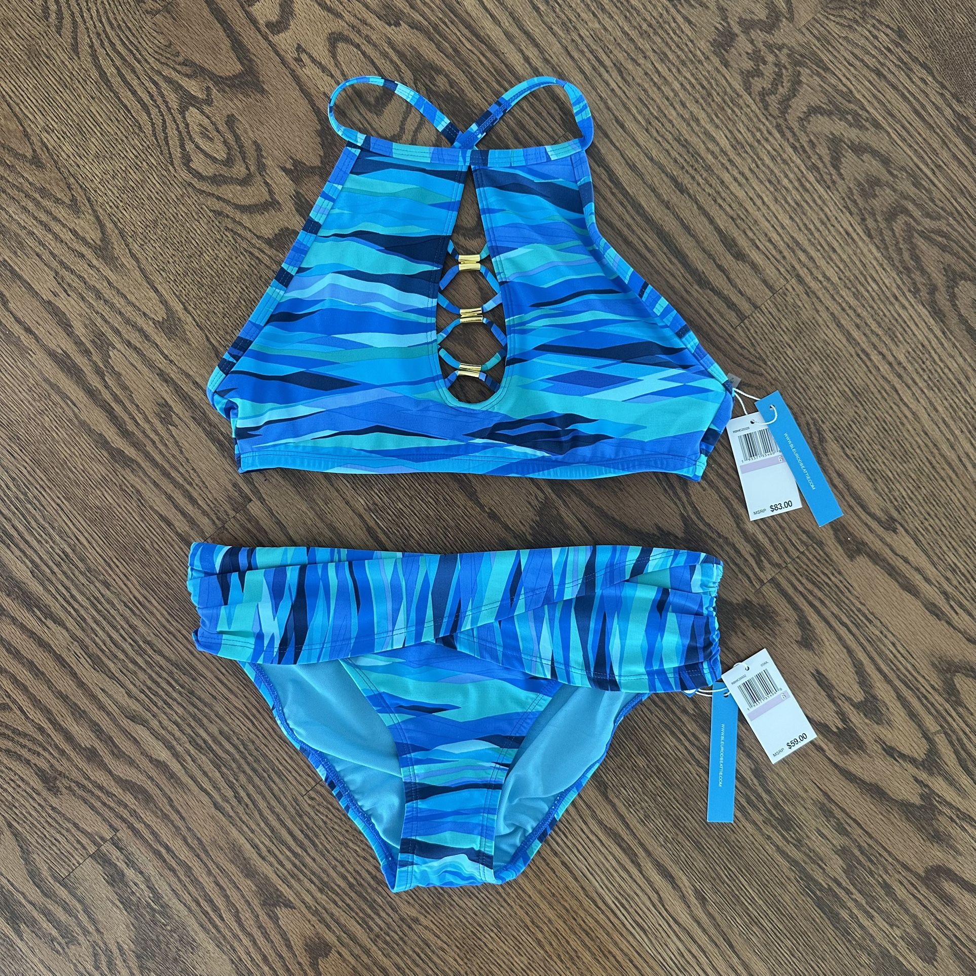 NWT Size 6 Blue Rod Beattie Two-Piece Bikini Swimsuit
