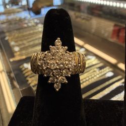14KT Gold Cluster Ring W/ Natural Diamonds 42339-1