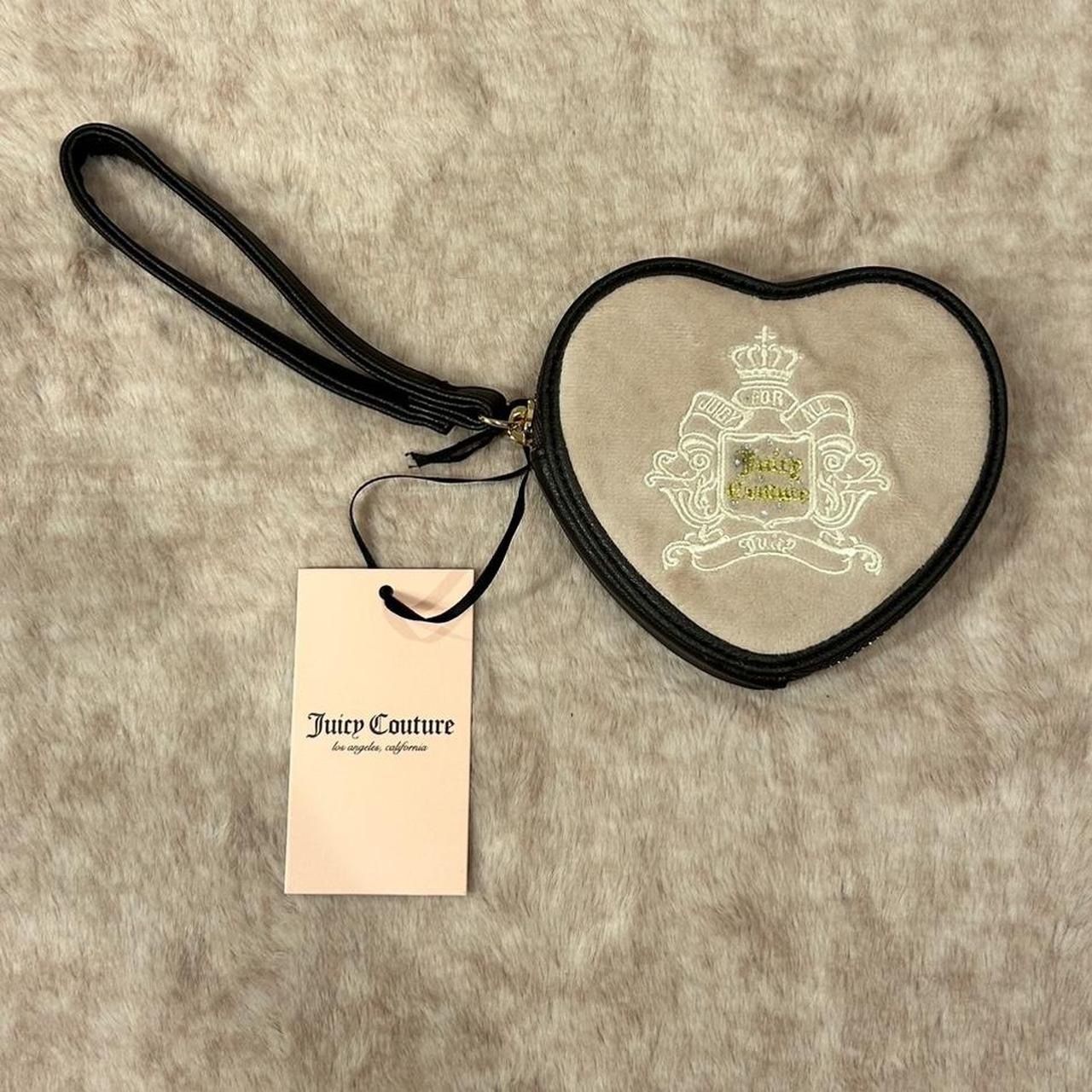 juicy couture pink heart wristlet with black trim
