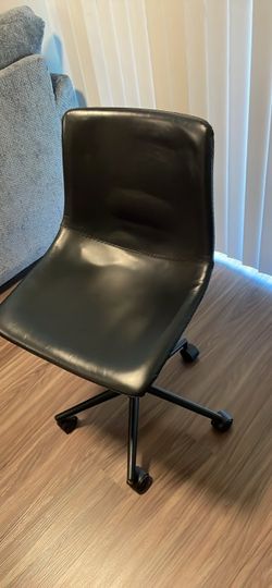 Black Leather Office Chair with Wheels