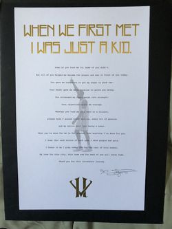 Kobe Bryant retirement letter with ticket proof for Sale in
