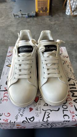 Dolce & Gabbana White Leather Low-Top Sneakers