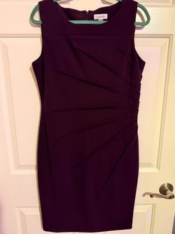 Calvin Klein Plum Purple Pleated Sheath Dress Size 12