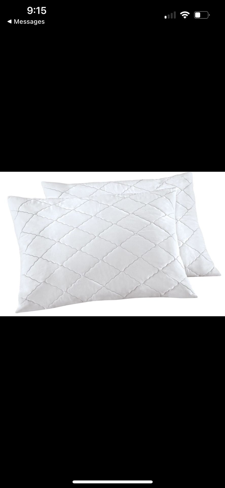 Collections Etc Quilted Pillow Covers with Zippered Closure - Set of 2 - King