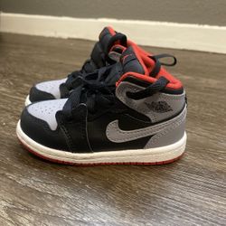 Nike Jordan 1 Mid TD Black/Cement Grey-Fire Red-White
