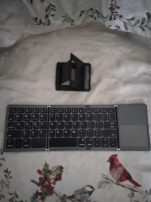 Foldable Bluetooth Keyboards Wireless With Touchpad And Phone Holder