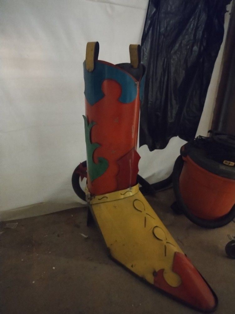 Folk Art Metal Cowboy Boot LARGE display Americana Metal