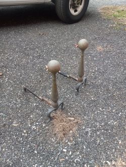 Log Fireplace Stand Cast Iron And Brass Very Heavy And Last Forever