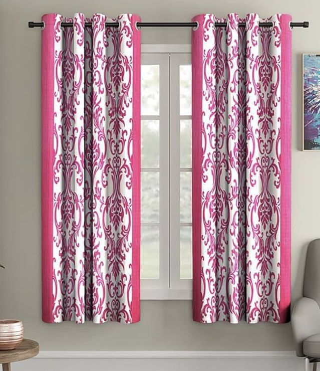 HOMETALES Floral Printed Room Darkening Eyelet Curtain-6 Ft-Pack of 2