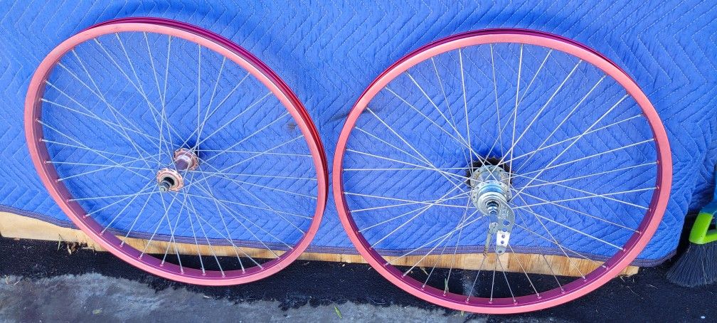 Araya 26" Wheels. Spin Great, Strait, Faded Red.26x1.75