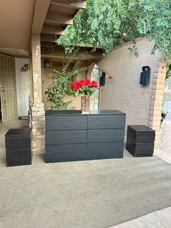 Black dresser + nightstands
