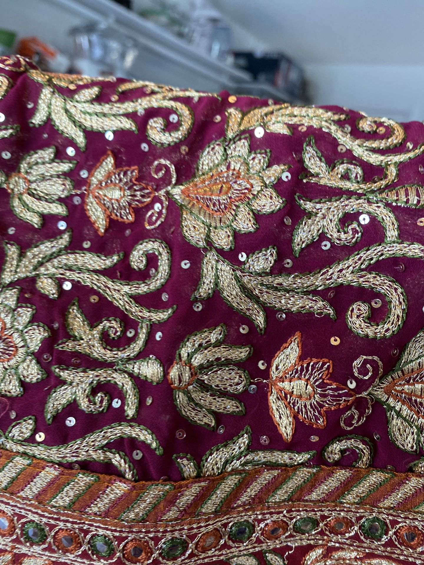 Indian Very Beautiful SAREE Red Maroon Color All Over Golden Embordery . So Much Beautiful. Bridal Can Wear Or Anybody Can Wear For Party Or Wedding
