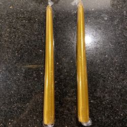 2 Sparkling Bronze Color Candles 10”H 3/4”W