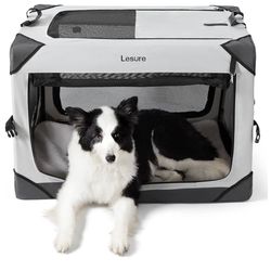 Lesure Collapsible Dog Crate - Portable Dog Travel Crate Kennel for Large Dog, 4-Door Pet Crate with Durable Mesh Windows, Indoor & Outdoor. 