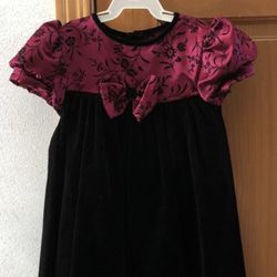 Maroon and black velvet Christmas dress - Size 4T