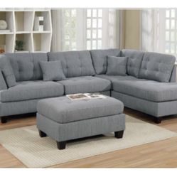 Gray Sectional Sofa With Ottoman 