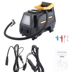 Car AC/DC 12V Tire Inflator Portable Air Compressor Digital Air Pump With LED Light & Long Power Cords Home