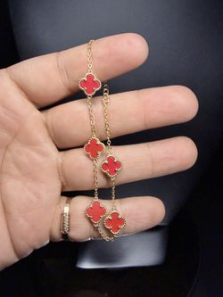925 Silver (gold Over Silver ) Clover Bracelet 
