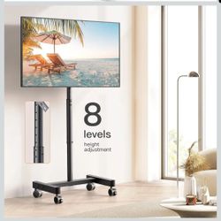 Rolling TV Stand with Wheels for 13-50 Inch TVs Height Adjustable Tilt Mount