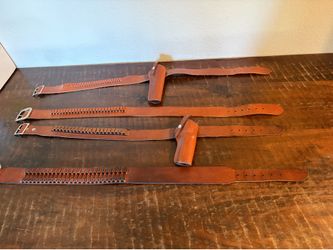 Ammo and holster, leather belts