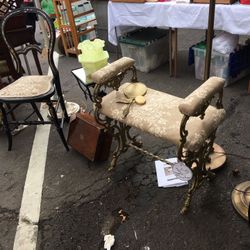 Wrought Iron Bench Featuring Vintage Dolphin Feet