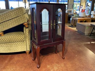 Petite Espresso Brown Glass Shelf Curio Cabinet