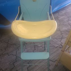 Amsco Antique Vintage Doll High Chair Furniture Bed Toy