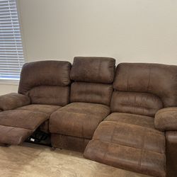 2pc Reclining Couch Brown