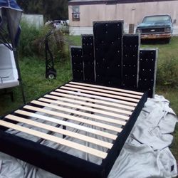 Full Size Black Velvet Pencil Bed With Sequins $60