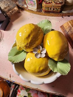 Vintage Basket With Life Like Lemons