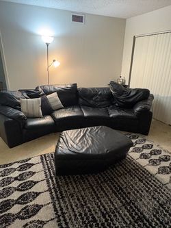 Black Couch with Ottoman