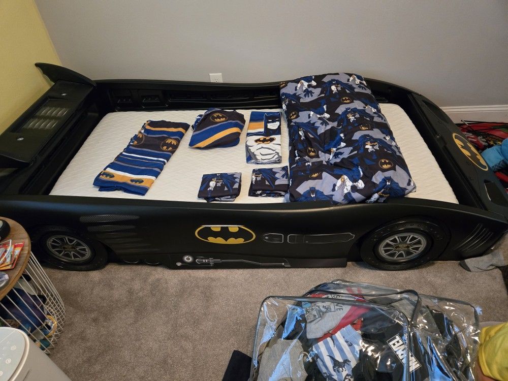 Kids Batmobile Bed Surround, Mattress & Bedding