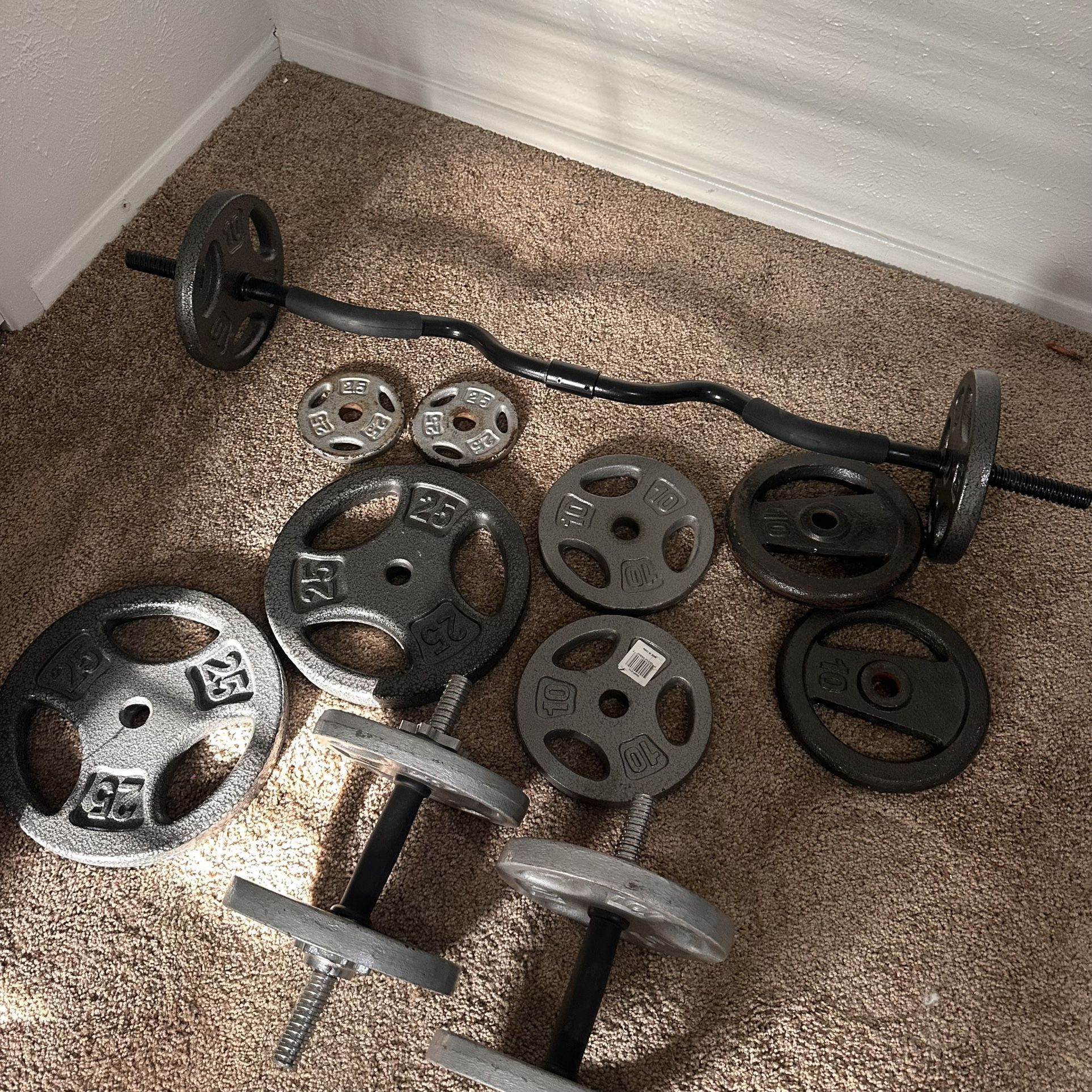 Exercise Equipment, Plates And Bar  ALL for $120