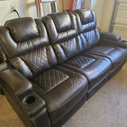 Leather Powered Dual Recliner 