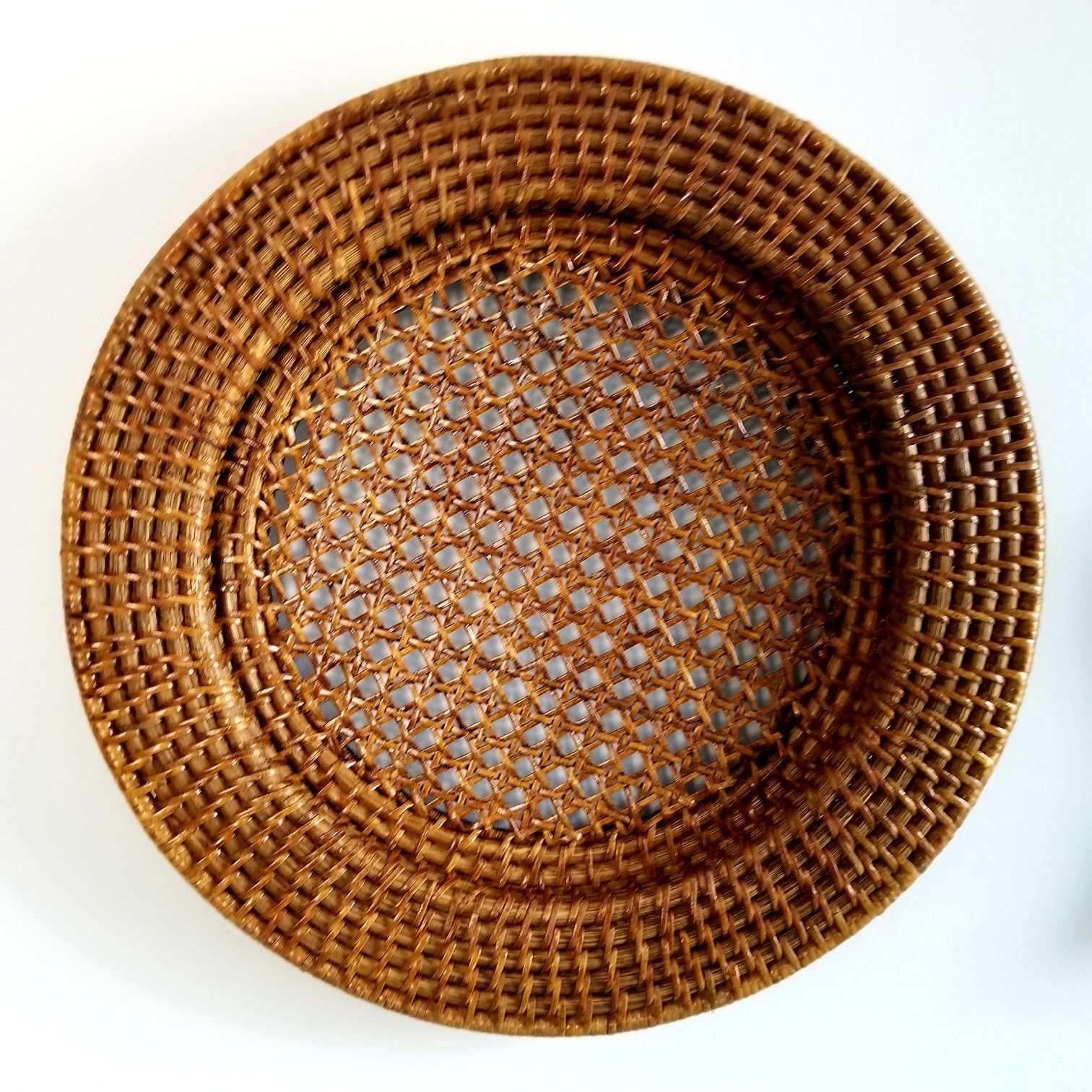 Large Wicker Basket Tray Plate Woven Natural Bohemian