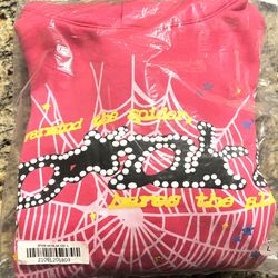 Pink Sp5der Hoodie with matching sweatpants
