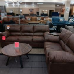 Brown Leather Sofa & Loveseat 