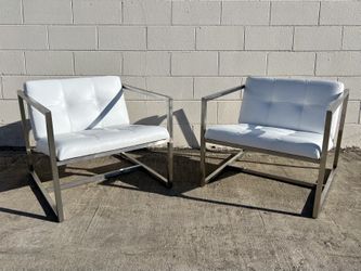 GUS* Design White Leather Delano Chairs