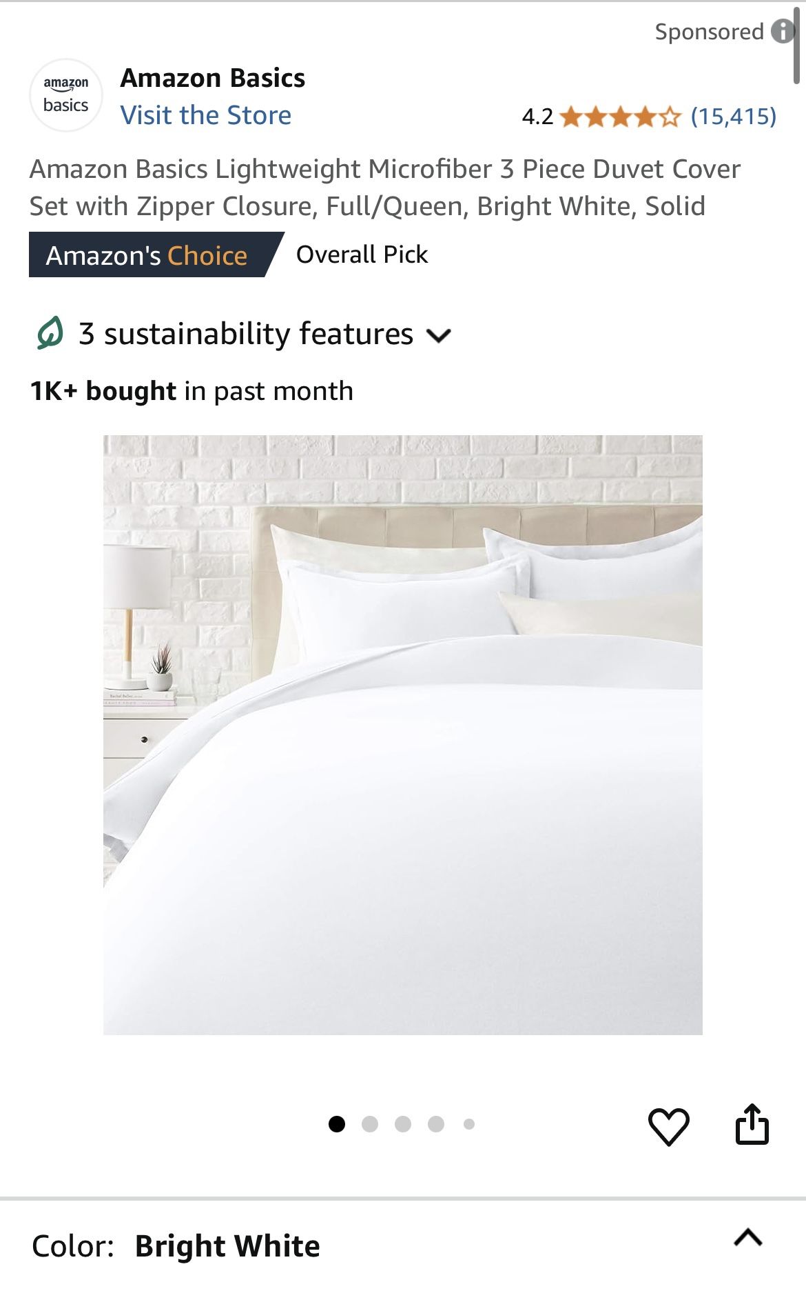 White Duvet Set, Queen Size - Amazon Basics