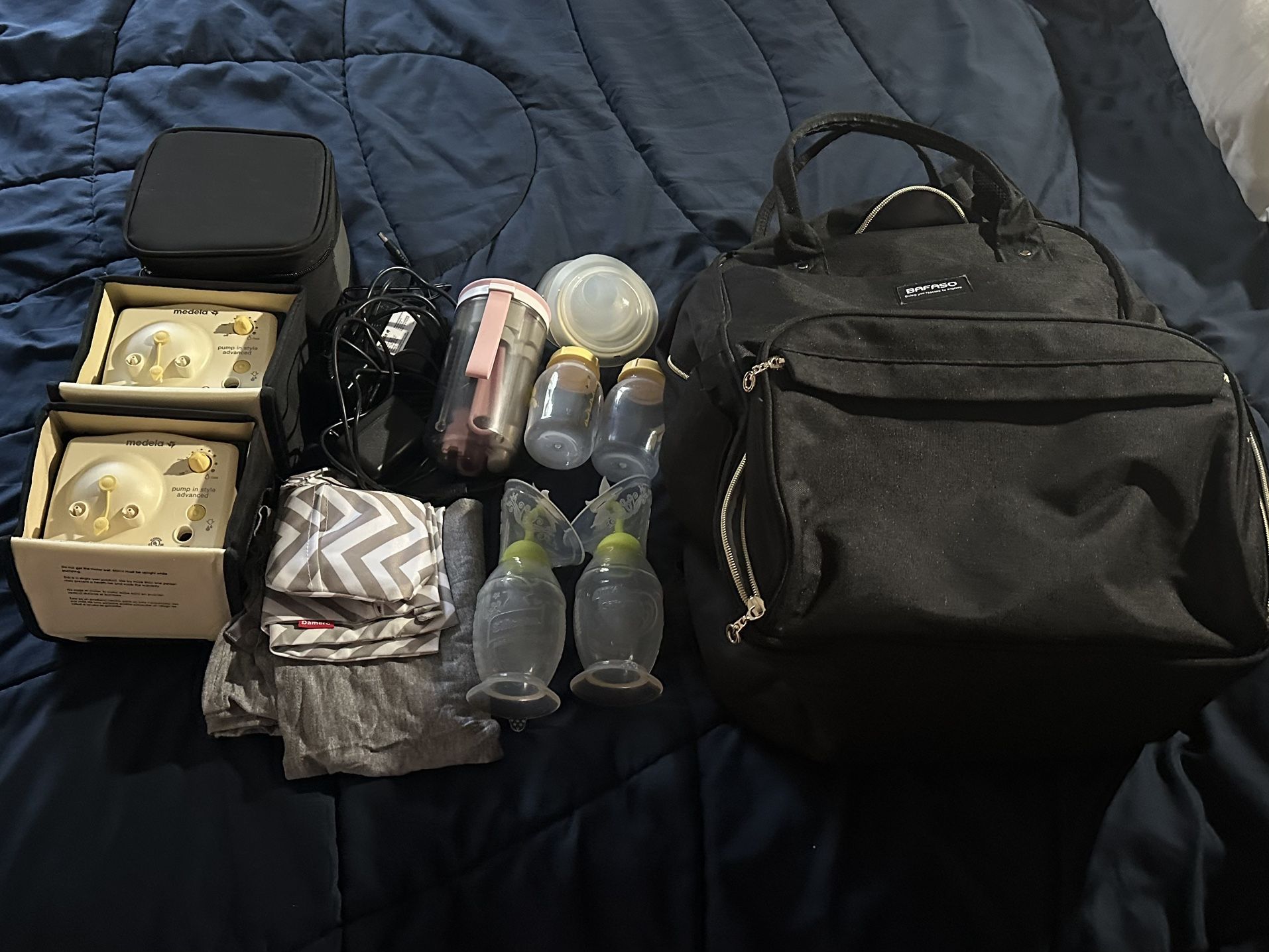 2 Breast Pumps, Backpack, And Pumping Supplies