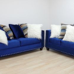 New Blue Sofa And Loveseat 