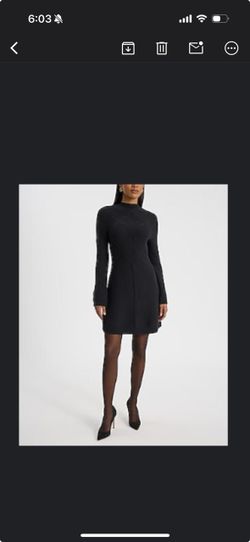 Mock Neck Long Sleeve Mini Fit and Flare Sweater Dress - Black