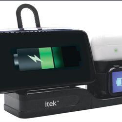 iTrek 3-in-1 Qi Wireless Charging Stand with USB-C Cable – Black