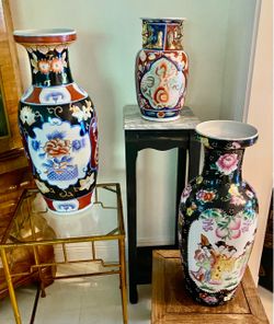Set of 3 Asian Porcelain Decorative Vases