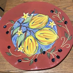 Cheryl for Saparna Italian Fruit Dinner Plate Red Multicolor Ceramic Safe