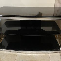 Glass TV Stand, Removable Shelves 